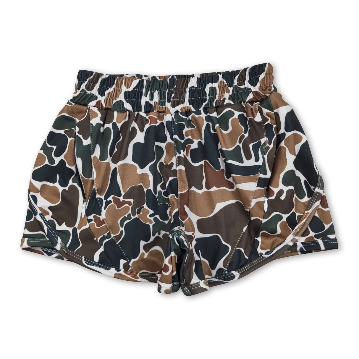 Dark brown camo kids girls summer shorts