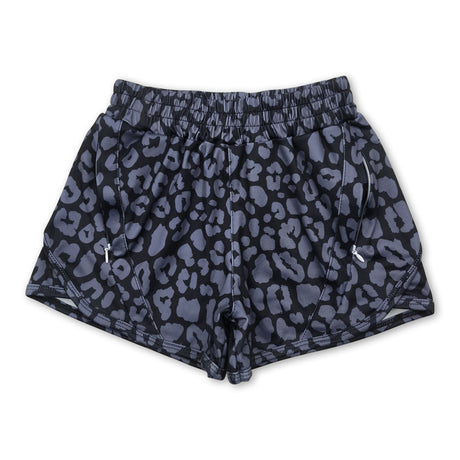 Black leopard kids girls summer shorts