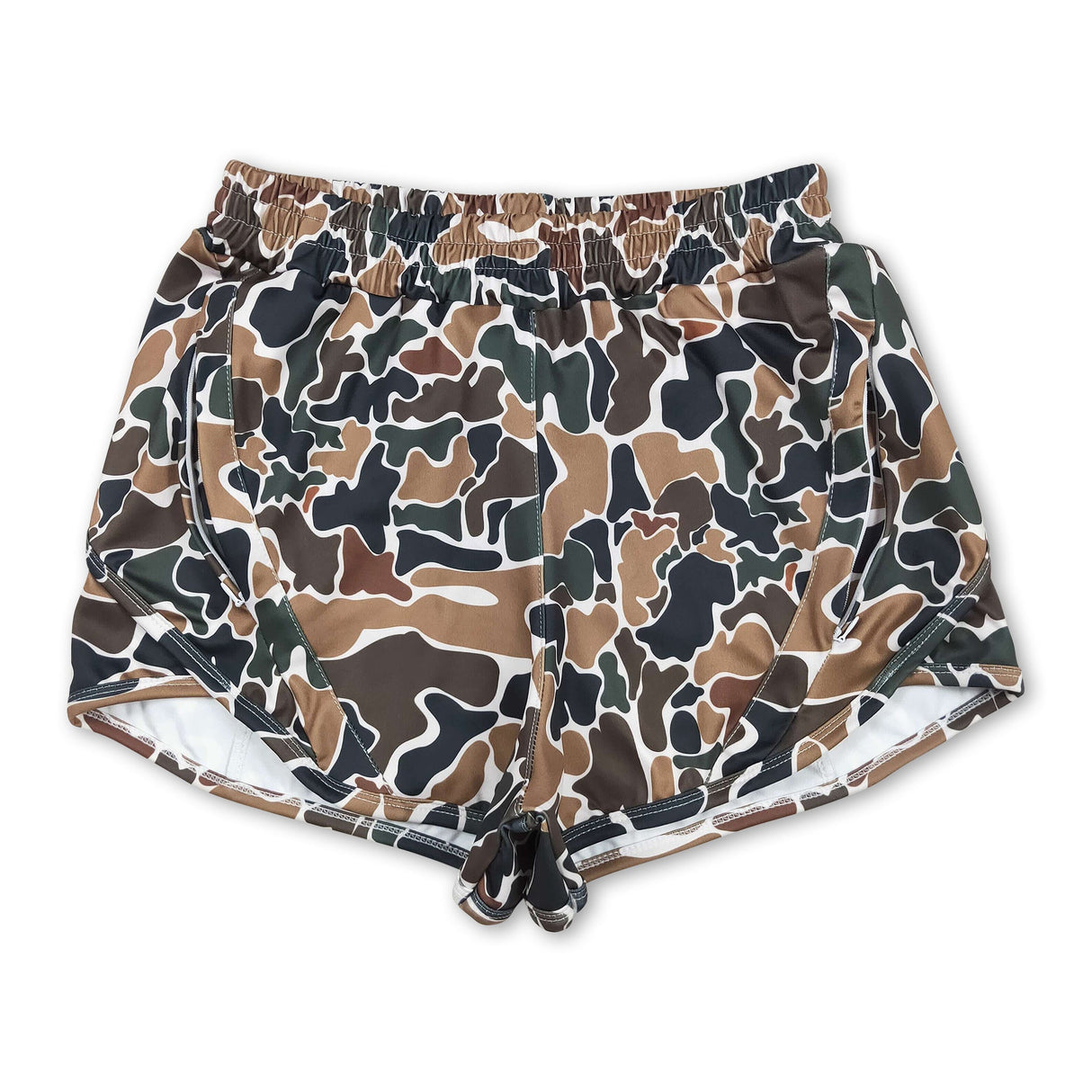 Dark brown camo adult women summer shorts