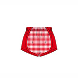 Red plaid patchwork kids girls summer shorts