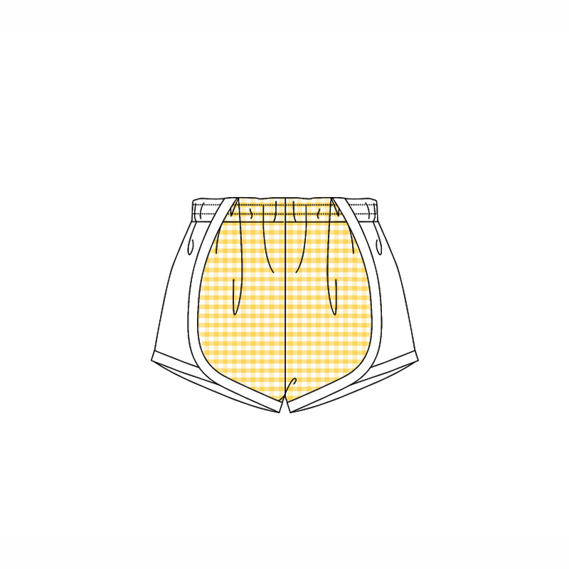 Yellow plaid white kids girls summer shorts