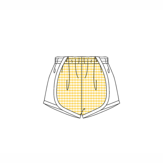 Yellow plaid white kids girls summer shorts