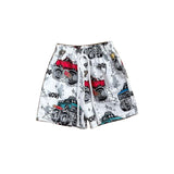 Red blue trucks kids boys summer shorts