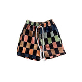 Black orange green plaid kids boys summer shorts