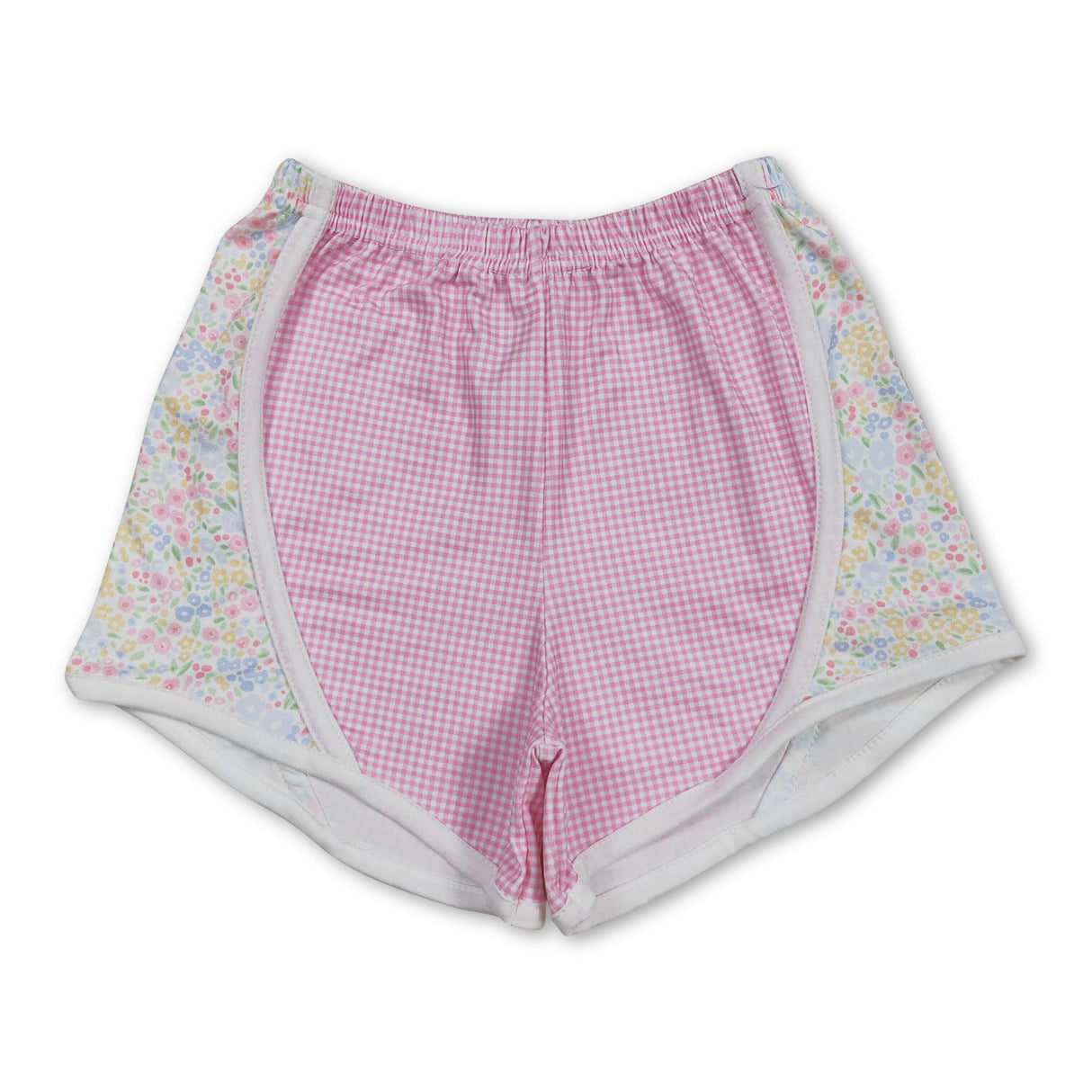 Floral pink plaid baby girls summer shorts