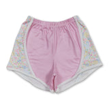 Floral pink plaid baby girls summer shorts