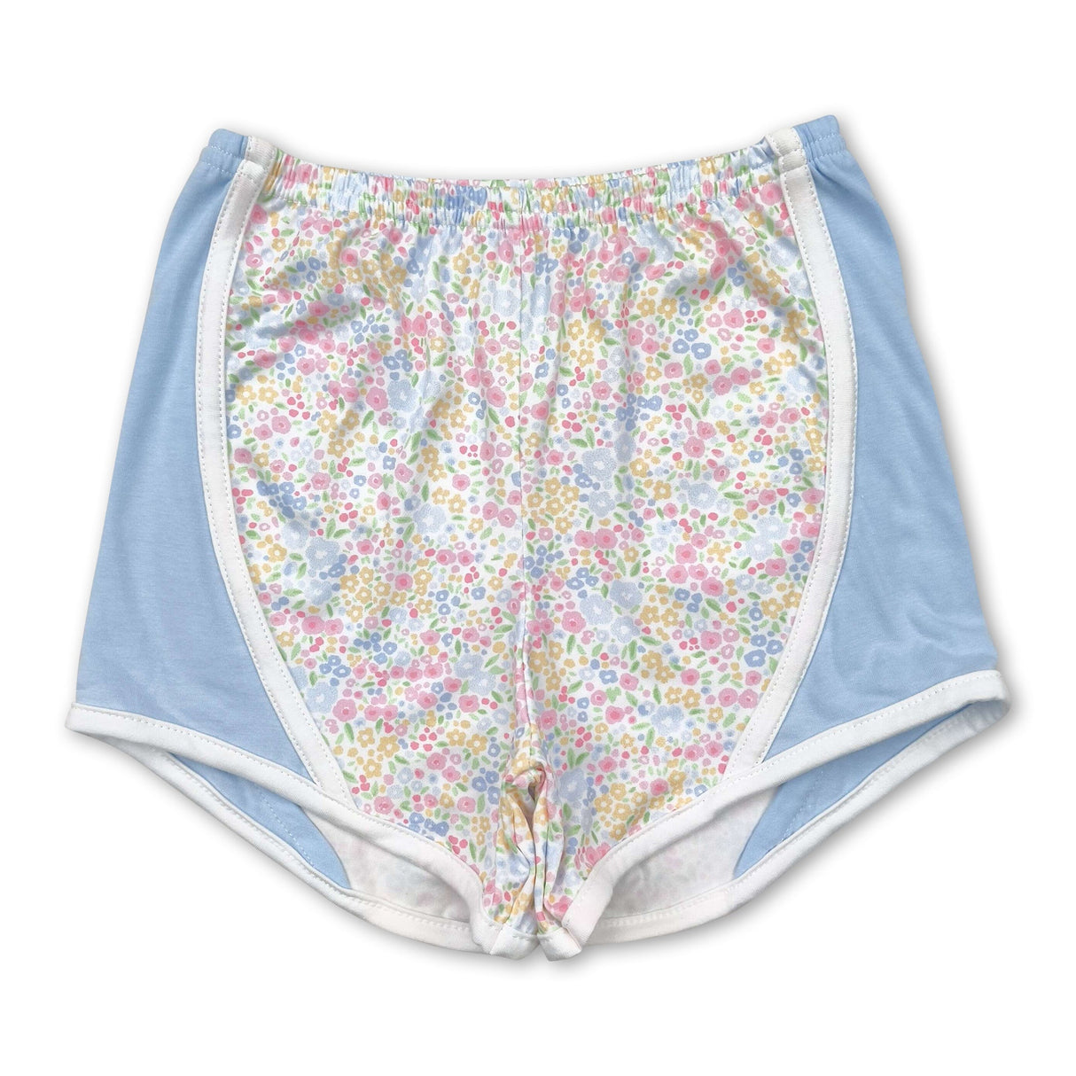 Light blue floral baby girls summer shorts