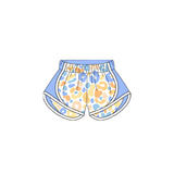 Light blue leopard patchwork baby girls summer shorts