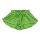 Green kids girls activewear summer yoga shorts