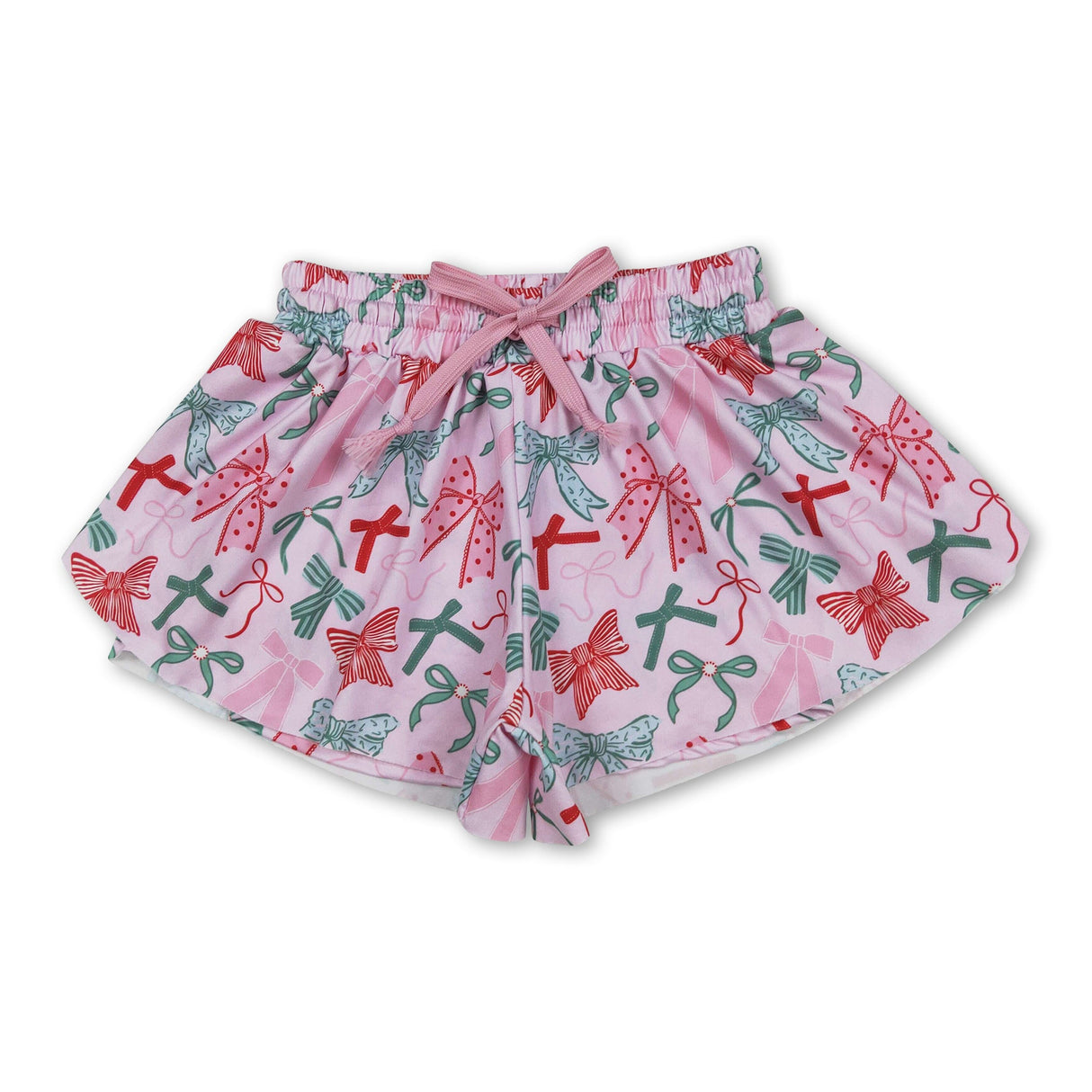 Pink green red bows kids girls summer shorts