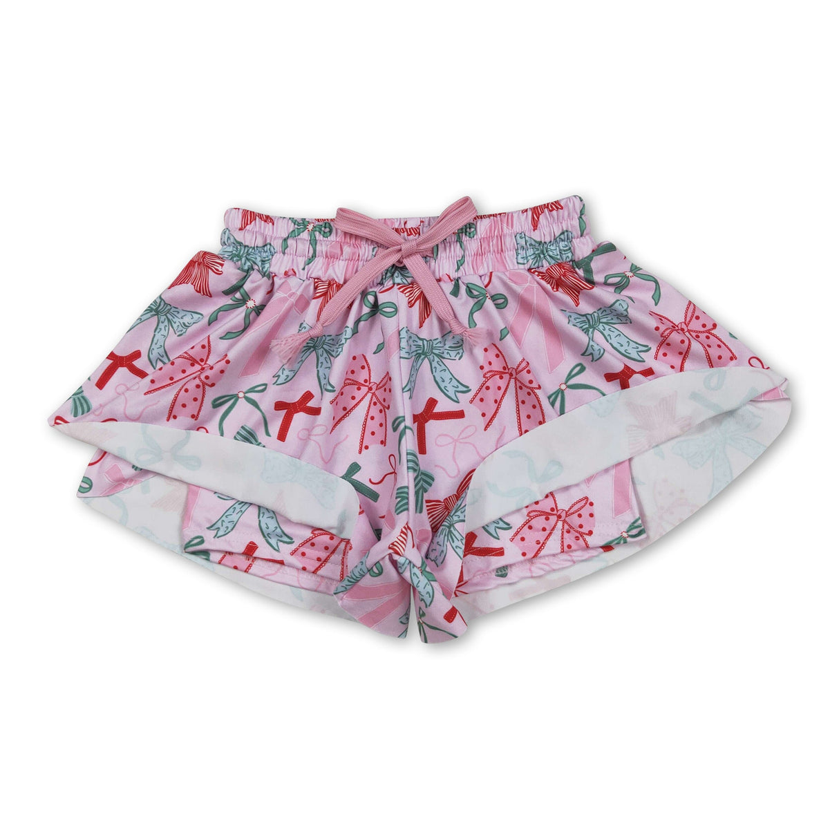 Pink green red bows kids girls summer shorts