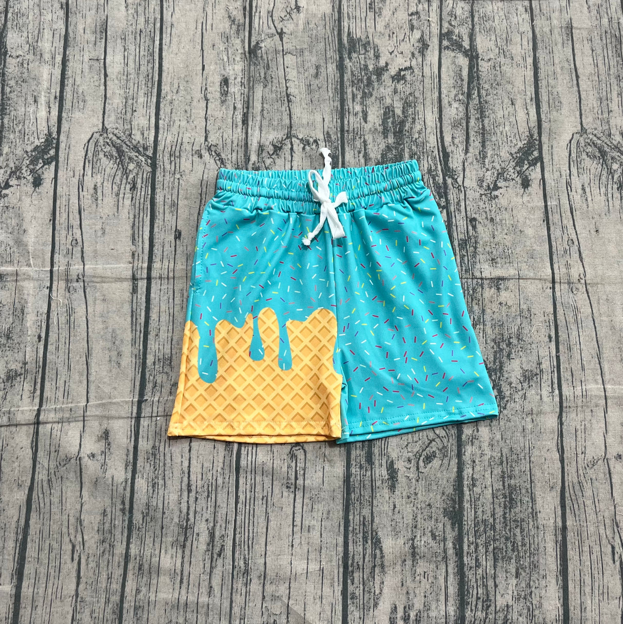 Teal ice cream sprinkle baby kids summer team shorts