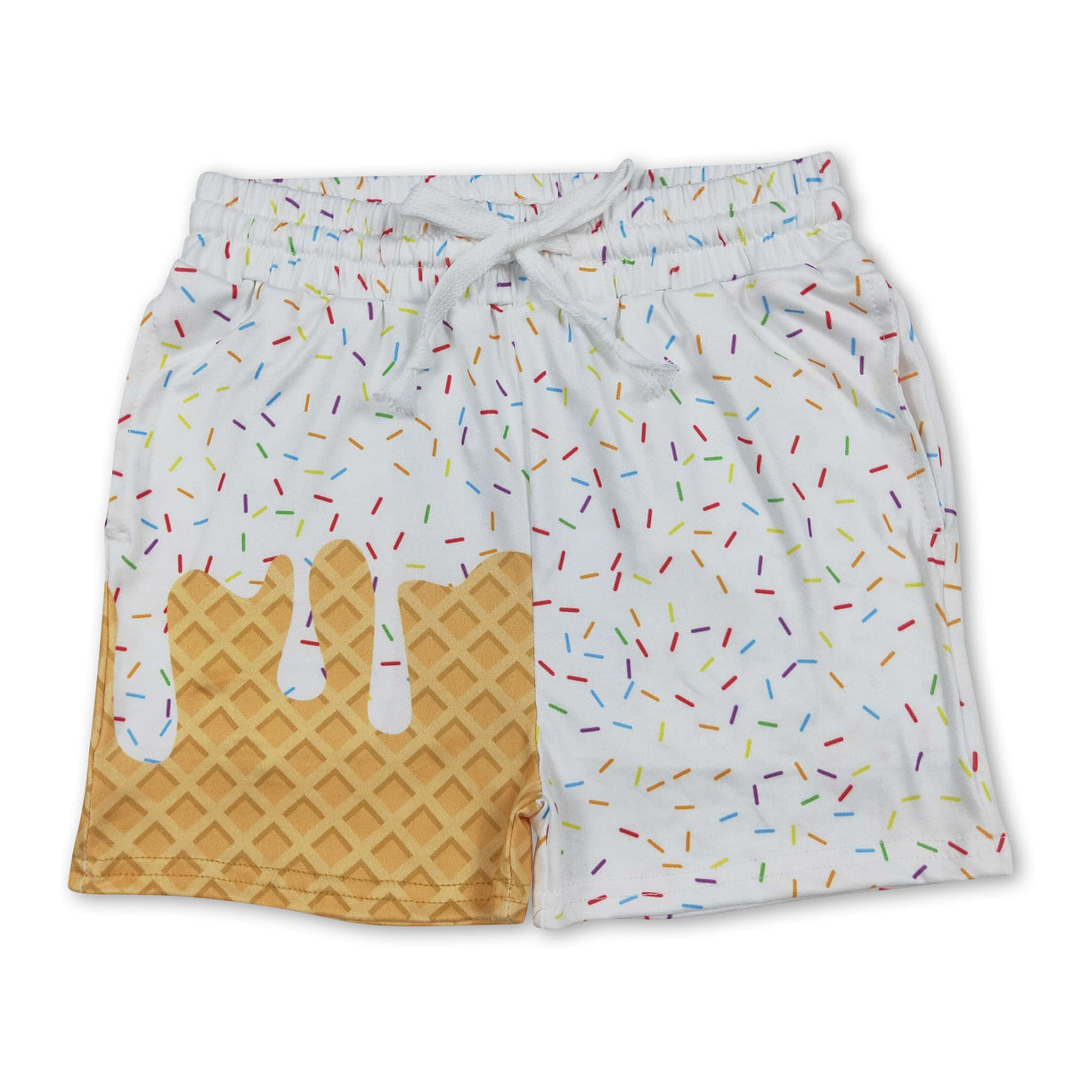 White ice cream sprinkle baby kids summer team shorts