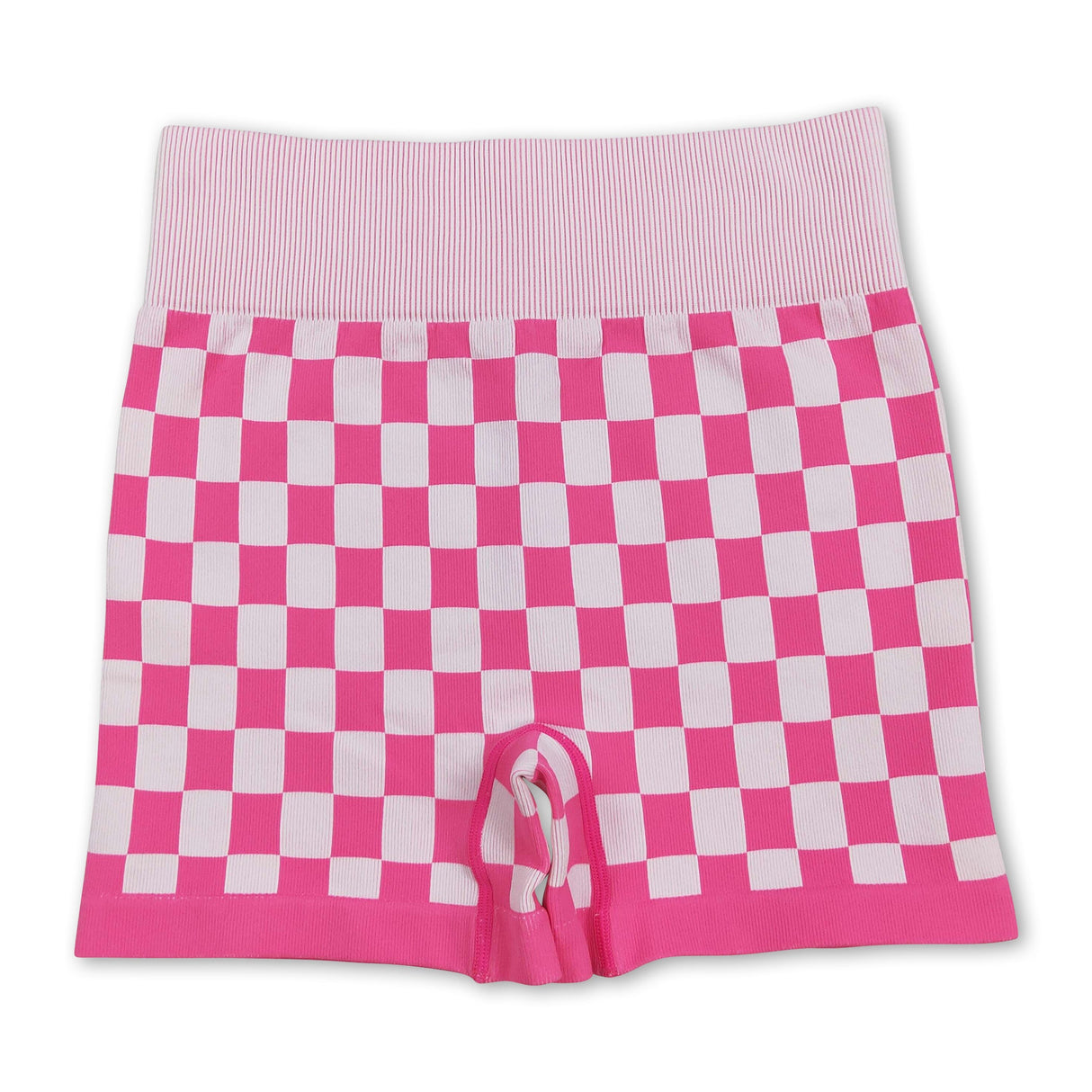 Pink plaid sleeveless adult women activewear shorts
