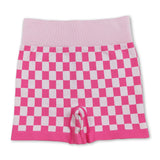 Pink plaid sleeveless adult women activewear shorts