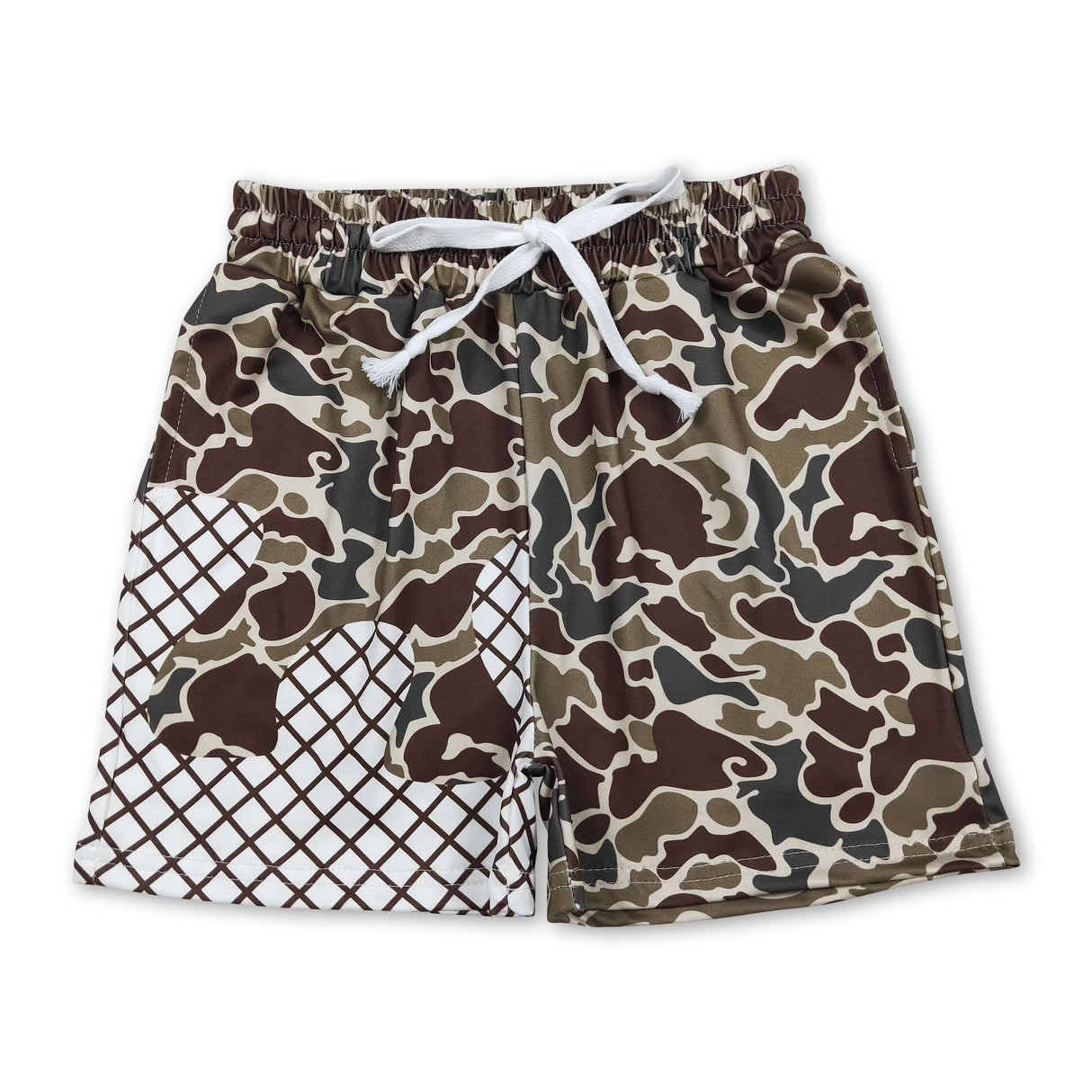 Dark brown camo ice cream kids boys summer shorts