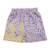 Purple yellow green ice cream sprinkle boy Mardi Gras shorts