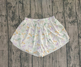 Purple green yellow bows adult women Mardi Gras shorts