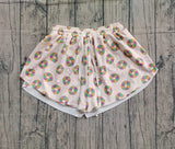 Purple green yellow donut women Mardi Gras active shorts