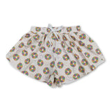 Purple green yellow donut women Mardi Gras active shorts