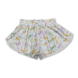 Purple green yellow bows kids girls Mardi Gras shorts