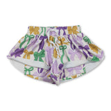 Purple green yellow bow kids girls Mardi Gras active shorts