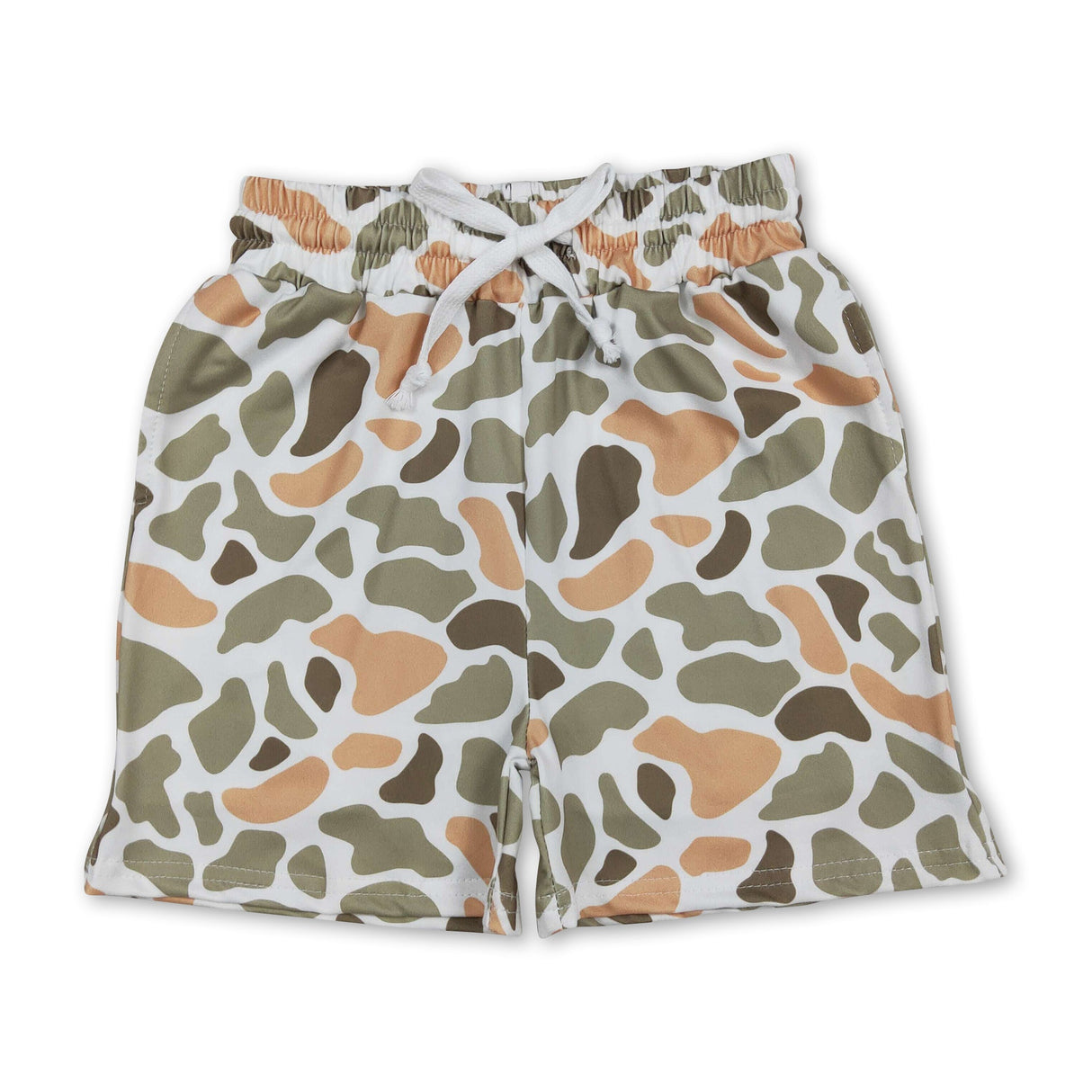 Yellow green camo kids boys summer shorts