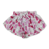 Floral pink white bunny kids girls Easter active shorts