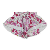 Floral pink white bunny kids girls Easter active shorts