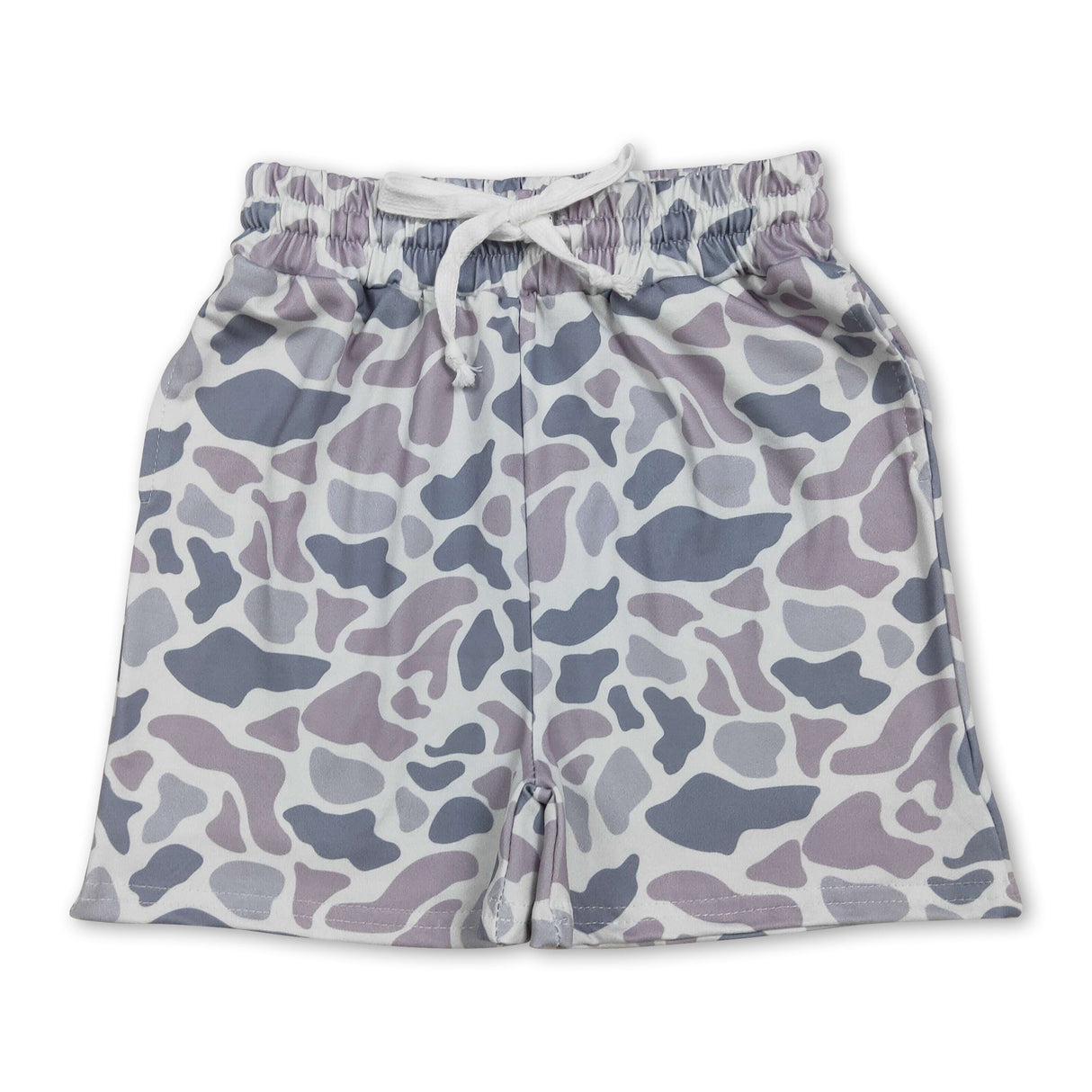 Grey camo drawstring kids boys summer shorts