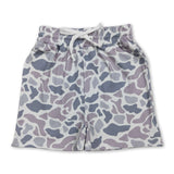 Grey camo drawstring kids boys summer shorts