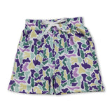 Green yellow purple camo kids boys Mardi Gras shorts