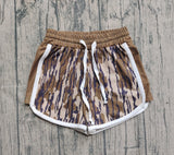 Olive camo drawstring kids girls summer shorts