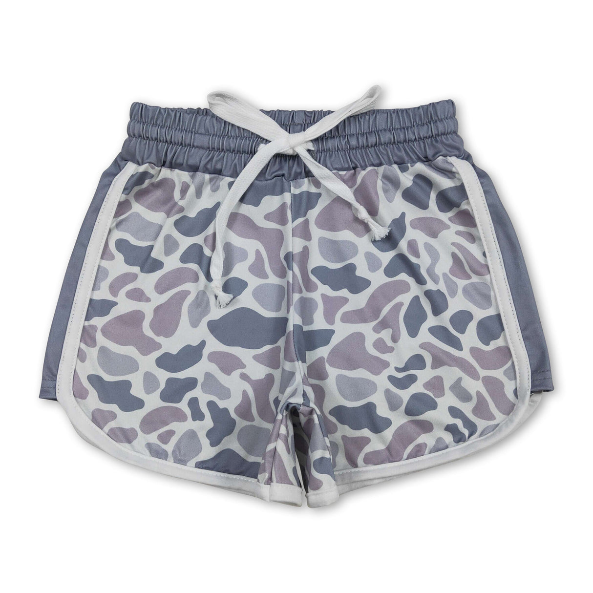 Grey camo drawstring kids girls summer shorts