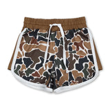 Brown camo drawstring kids girls summer shorts
