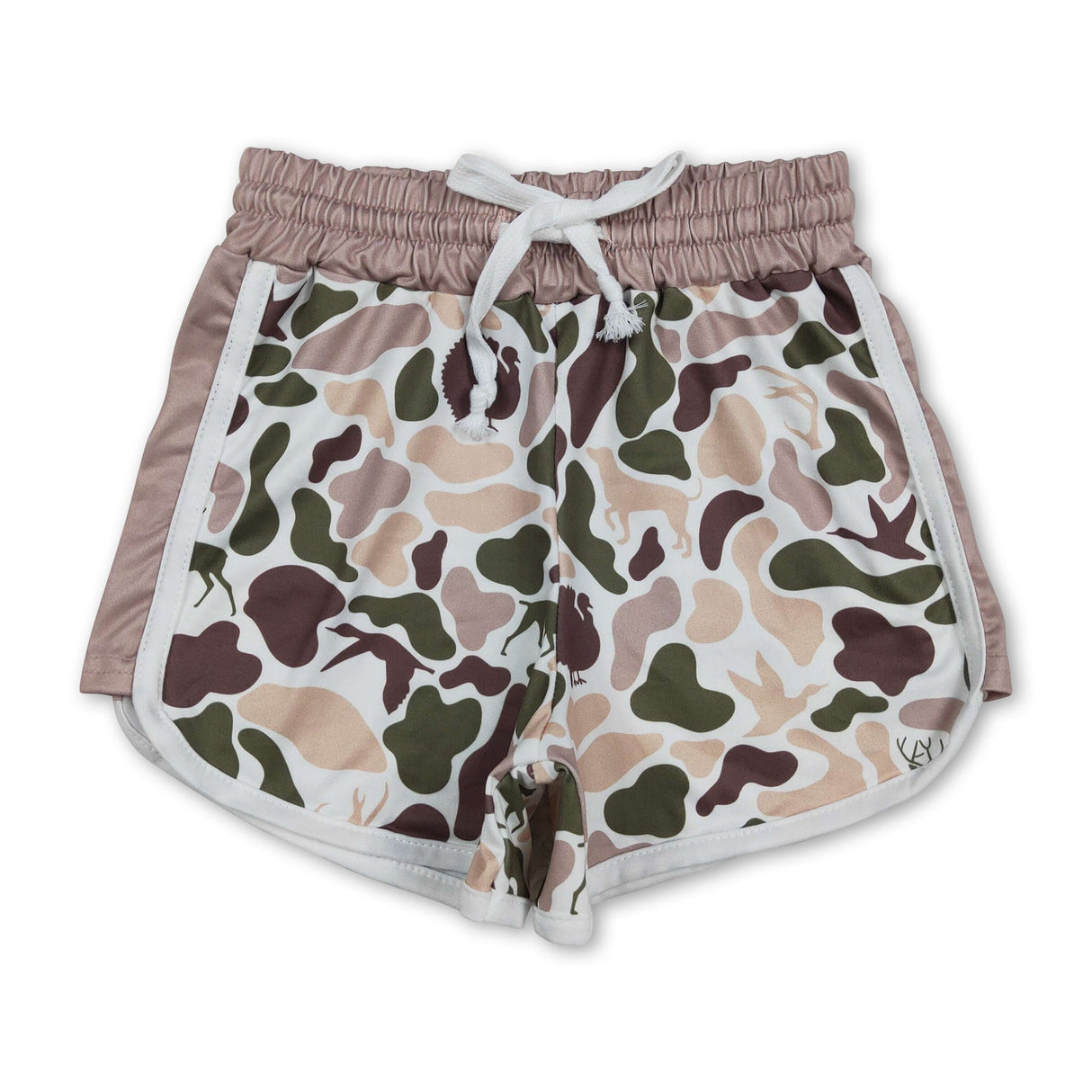 Dog duck deer camo drawstring kids girls summer shorts