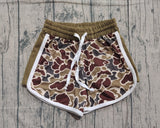 Dark green camo drawstring kids girls summer shorts