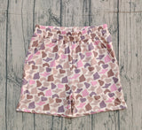 Pink brown camo pockets elastic adult women shorts