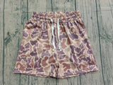 Khaki camo pockets elastic kids boys summer shorts