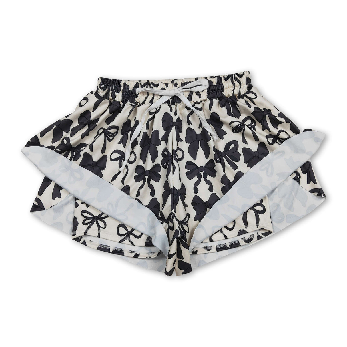 Black bows adult women summer active shorts