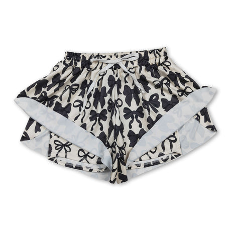Black bows adult women summer active shorts