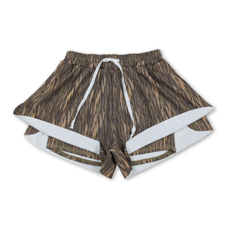 Olive camo adult women summer active shorts