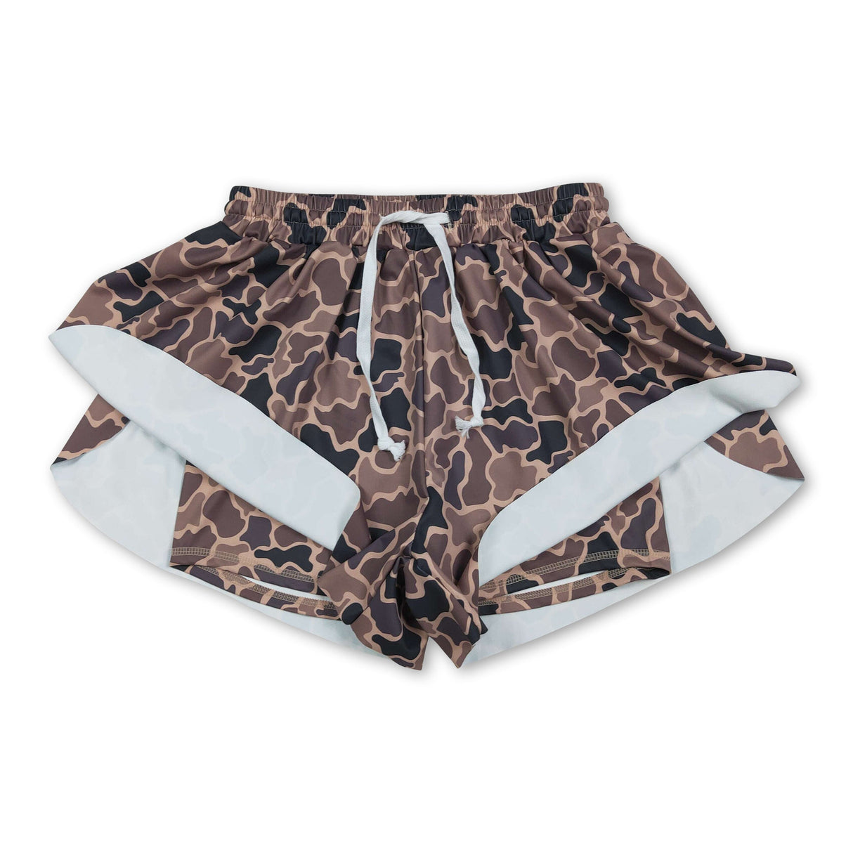 Brown camo adult women summer active shorts