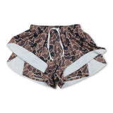 Brown camo adult women summer active shorts