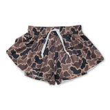 Brown camo kids girls summer active shorts