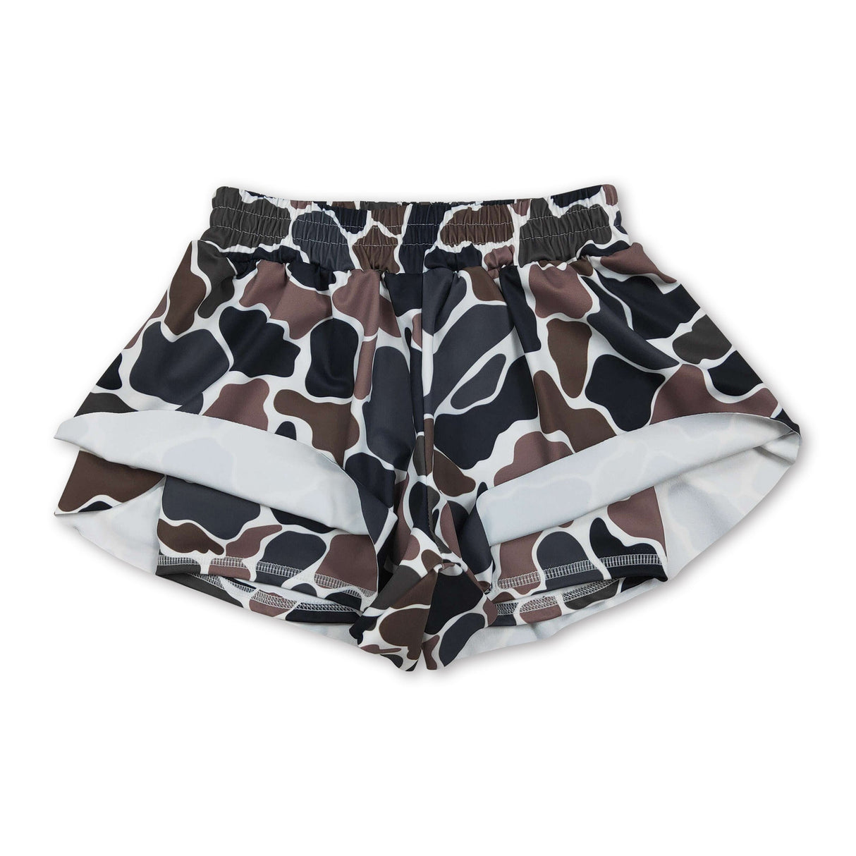 Dark camo kids girls summer active shorts
