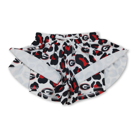 Red leopard G kids girls team active summer shorts