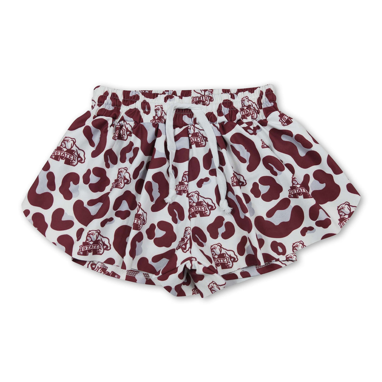 Maroon leopard dog M kids girls team active shorts