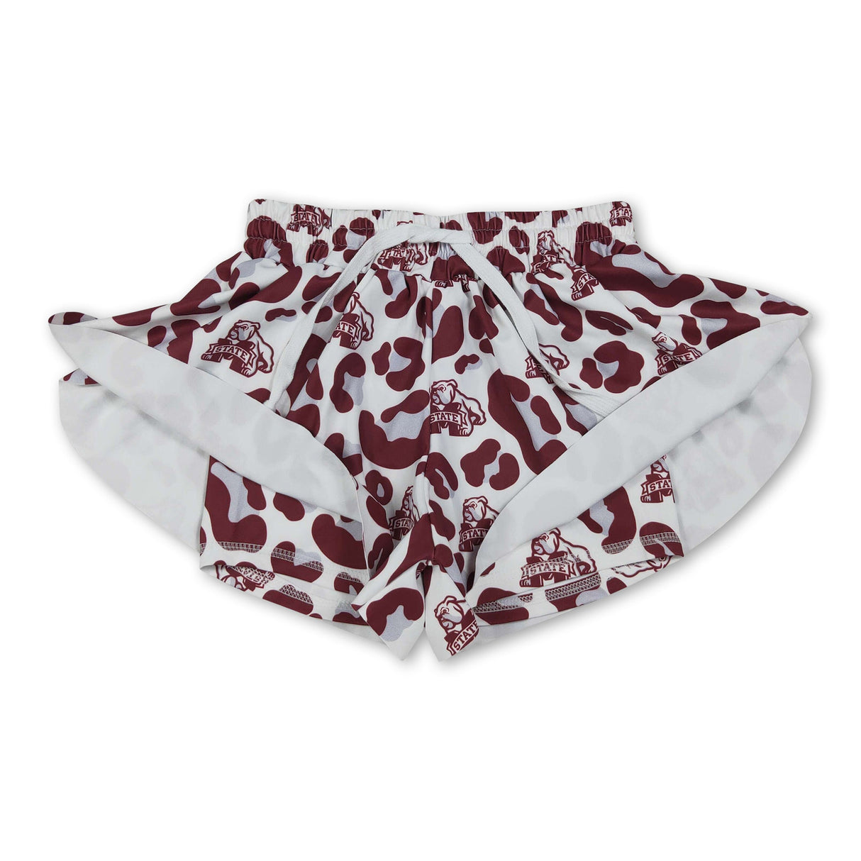 Maroon leopard dog M kids girls team active shorts