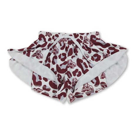 Maroon leopard dog M kids girls team active shorts